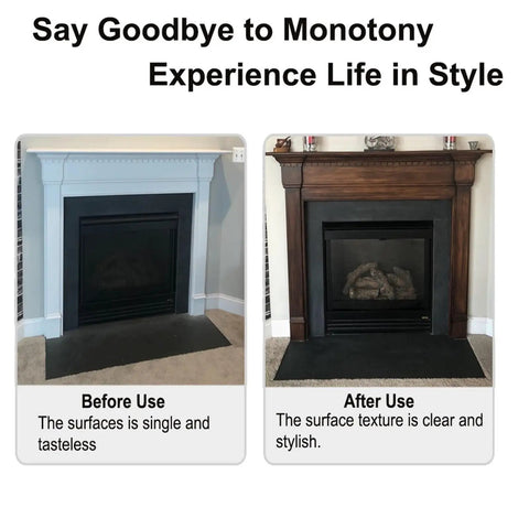 Easily Nail That Authentic Wood Look With This Hella Durable 4 Piece Fake Wood Grain Roller Set; before and after fireplace transformation.