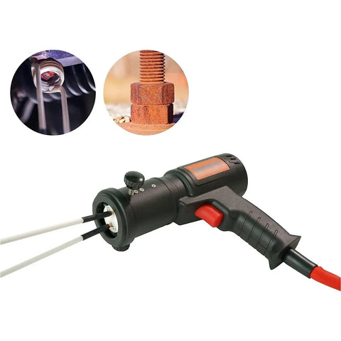 Shop Grade 1500W Handheld Magnetic Induction Heater Set for rusted nut removal, featuring a sleek black grip and dual heating coils.