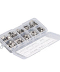 Durable 70Pcs Single Ear Hose Clamp Kit Made From Premium 304 Stainless Steel For Secure Plumbing and Automotive Repairs That Are Built To Last And Handle Any Job With Ease. Assorted clamps in organizer case