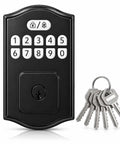 Heavy Duty Electronic Keypad Deadbolt For Front Door with numeric keypad and six metallic backup keys for security.