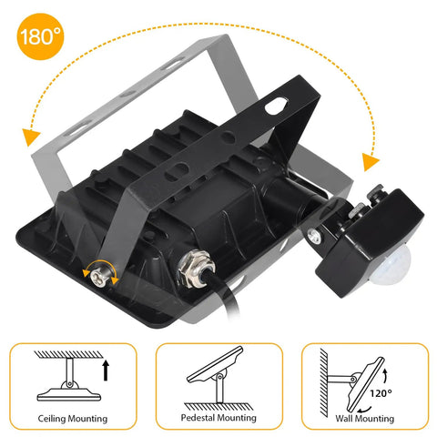 Top Tier Plug In Motion Sensor Flood Light Outdoor With 4.9 Ft Cord IP66 Waterproof Build Photocell Detection And A Heck Of A Bright LED Glow For No Sweat Patio Security And Yard Lighting Upgrades
