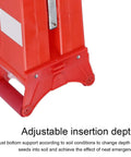Depth Adjustable Hand Push Garden Seeder for Corn and More, showing adjustable insertion depth feature with red base.