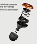 Exploded view of Adjustable Ear Plugs With Three Noise Reduction Modes Quiet Engage Experience For Focus Travel Festivals And Socializing 20 To 26 dB Noise Reduction All Day Comfort And Travel Ready Convenience.