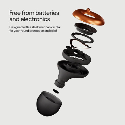 Exploded view of Adjustable Ear Plugs With Three Noise Reduction Modes Quiet Engage Experience For Focus Travel Festivals And Socializing 20 To 26 dB Noise Reduction All Day Comfort And Travel Ready Convenience.