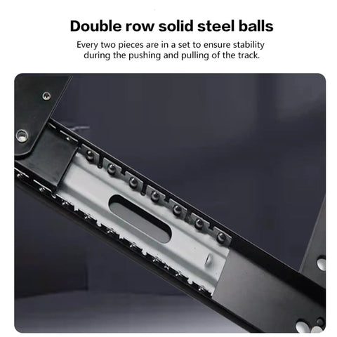 Heavy Duty Hidden Door Hinges With Double Row Ball Bearings For A Knockout Smooth Roll Built Tough Using Raw Cold Rolled Steel close-up of double row solid steel balls for hinge stability.