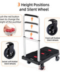 Foldable Hand Truck With 330 Lbs Capacity Heavy Duty Luggage Cart Portable Push Cart Dolly showing adjustable handle and silent wheels
