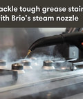 Heavy Duty Steam Cleaner Beast Features A 410 Cc Engine Packing 72 Psi For Continuous Cleaning Power Comes With 28 Super Slick Attachments To Wash Grime Off Tile Floors Cars And Counters Zero Hassle Guaranteed steam nozzle cleaning tough grease stains on a stovetop.
