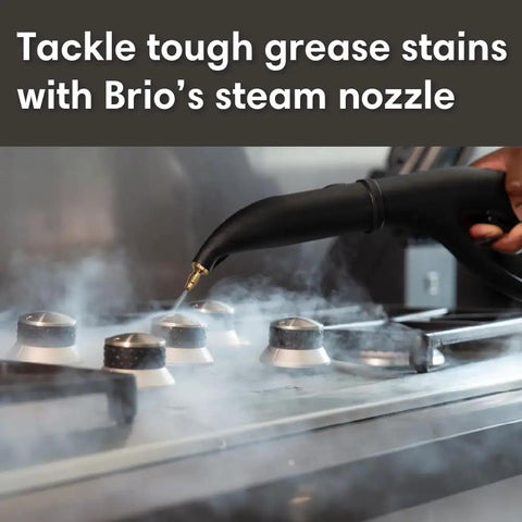 Heavy Duty Steam Cleaner Beast Features A 410 Cc Engine Packing 72 Psi For Continuous Cleaning Power Comes With 28 Super Slick Attachments To Wash Grime Off Tile Floors Cars And Counters Zero Hassle Guaranteed steam nozzle cleaning tough grease stains on a stovetop.