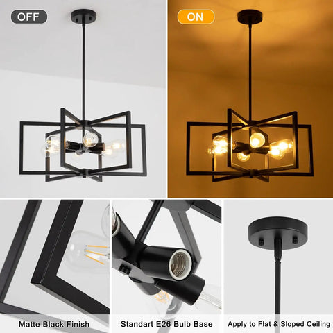 Drop-Dead Gorgeous 23.6 Inch Black Farmhouse Chandelier With Six Lights And Fully Adjustable Drop lit with matte black finish.