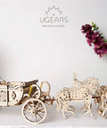 Royal Wedding Carriage Mechanical Wooden Model Kit With Four Horses, Vintage Carriage Replica For Builders, Realistic Leather Seat Interior, Royal Coat Of Arms Details, Gears And Moving Parts For A Satisfying DIY Project