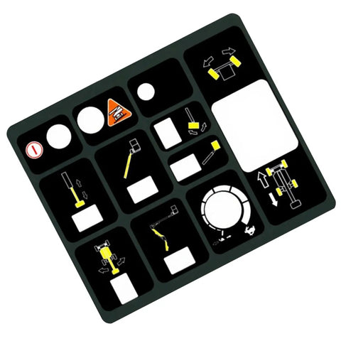Tough As Nails Console Lid Decal Replacement For Jlg Telescopic Boom Lift Electric Scissor Lift Telehandler Black Vinyl Graphic Part 1702285 showing control icons and instructions.