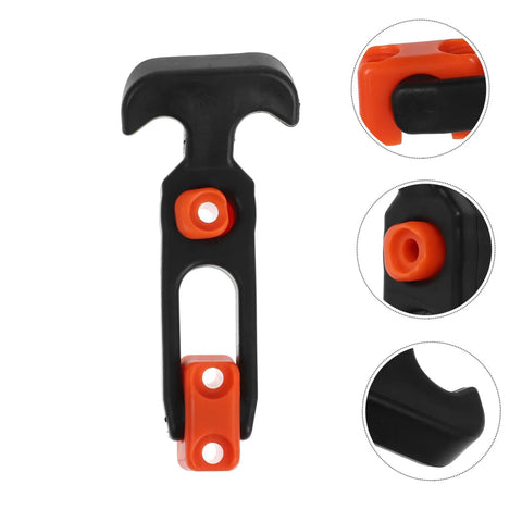 Close-up view of Beefy Heavy Duty Hood Latch Kit Eight Pieces For Jeep TJ showing latch design and orange rubber details.