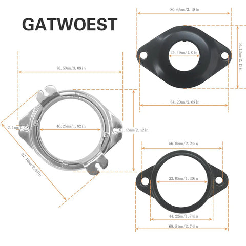 Pro Grade BMX Bike Gyro Brake Cable Kit parts with measurements, showing metal rotors and mounts, black and silver components.