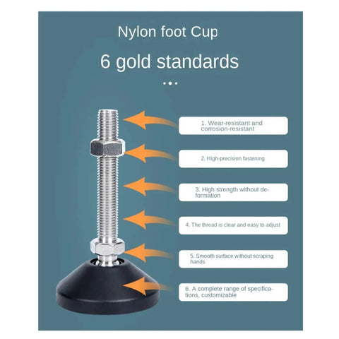 Thread Type Adjustable Leveling Feet With Swivel Base And Articulating Legs For Furniture Support, Fits M8 M10 M12