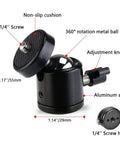 Quad Pack Quarter Inch Swivel Mini Ball Head Mount for Tripods and Stands 360 Degree Rotating Base Adapter, aluminum alloy, 2.17 in