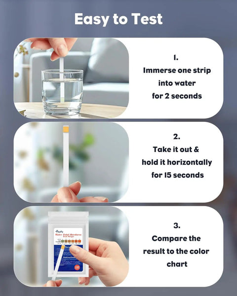 Hardness Test Kit With 100 Strips For Drinking Water, Tap Water, Well Water, Pool And Spa Water, Quick And Accurate Calcium And Magnesium Readings From 0 To 425 PPM, No Fuss Home Water Test Strips usage instructions