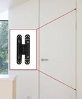 Two Pack 7 Inch Hidden Door Hinges In Black Finish, Modern Contemporary, Zinc Alloy And Aluminum With Hardware on white
