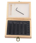 Five Piece Three Eighths Inch Indexable Turning Tool Set With Cemented Carbide And Nickel Coating in wooden case