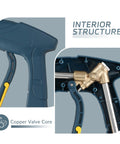 Close-up of High Pressure Washer Gun 3000 PSI Max Short Spray Wand interior with brass and stainless steel components visible.