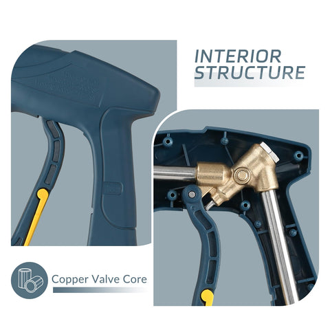 Close-up of High Pressure Washer Gun 3000 PSI Max Short Spray Wand interior with brass and stainless steel components visible.