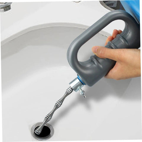 Heavy Duty 33 Foot Flexible Plumbing Drain Snake With Badass Ergo Handle And Hella Bendable Cable for unclogging a sink drain.