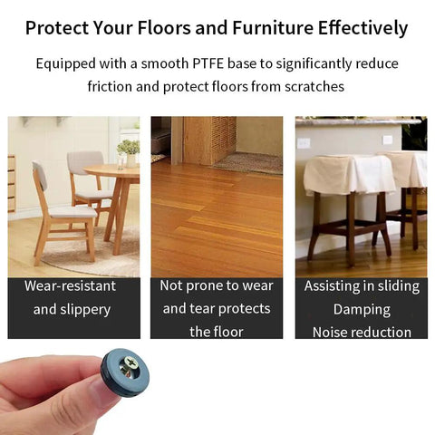 Heavy Duty Screw On Furniture Glides Built Damn Tough Slide Like Butter PTFE Teflon Chair Leg Floor Protectors For Hardwood Carpet And Tile Floors, showing a close-up of a glide.