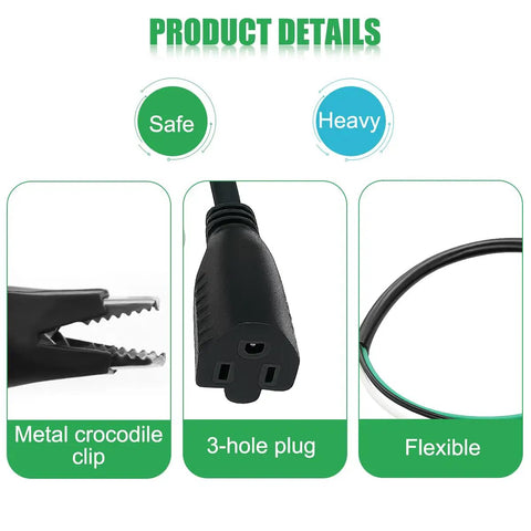 HVAC And Automotive Circuit Breaker Finder Accessory Kit With Three Core Power Adaptor Cord, metal crocodile clip, 3-hole plug