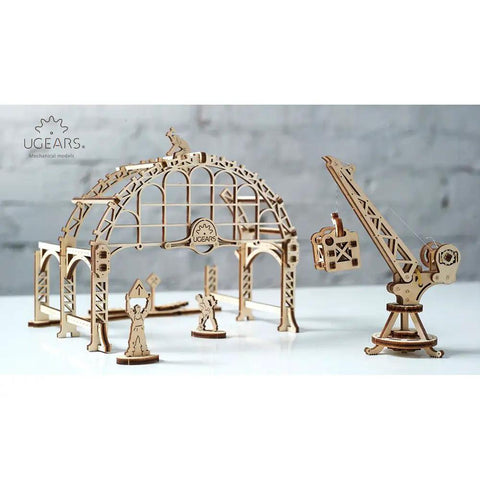 Wooden Self Propelled 3D Puzzle Rail Mounted Manipulator Construction Set For Curious Builders And Hobbyists Totally Great For STEM Learning Hands On Tinkering And Creative Engineering Projects, crane view
