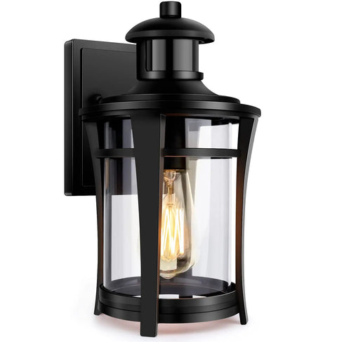 Motion Activated Outdoor Wall Light With Three Lighting Modes For Porch And House, Dusk To Dawn Exterior Lantern, Waterproof Aluminum