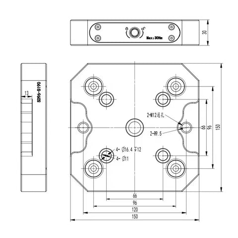 Self-Centering Vise With Mounting Plate For Quick Clamping And Tightening On A Workbench, Heavy Duty Bench Vise For Pipes And Round Materials, No-Fuss Operation After Sanding, 1 Piece. technical mounting plate drawing with dimensions