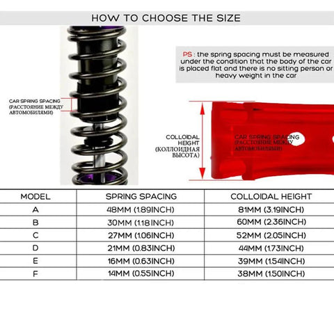 How to choose size chart for Universal Two Piece Red Rubber Shock Absorber Bushings for Heavy Hauler Car Suspension.