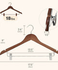 Diagram of Heavy Duty Wooden Hangers With Clips 24 Pack Premium Walnut Wood Hangers With Adjustable Clips for suits and coats