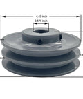 Double Groove V Belt Pulley 4.45 Inch Outer Diameter 7/8 Inch Bore Cast Iron For A AX 3L 4L V Belts With Standard Keyseat 3/16x3/32