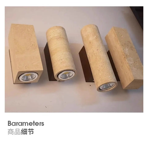 Natural Limestone LED Sconce Wall Lamp Applicable to Home Decor Bedroom Decoration Stairs Bedside Interior Lighting Decorative, showcasing cylindrical and rectangular designs.