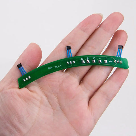 Dope 2 Pack 5 Wire 120 Degree E Bike Hall Sensor Motor Plate With Integrated Circuit Board held in hand, showing green circuit board and connections.