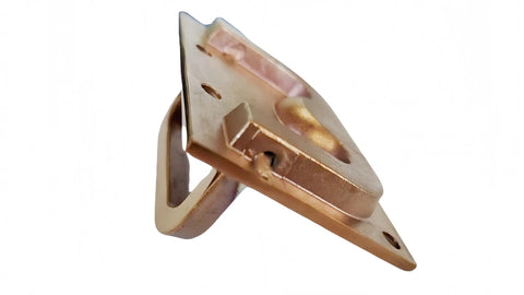 Marine Hatch Flush Ring Pull 316 Stainless Steel With Brass Plating Deck Lift Ring at an angle showing side details