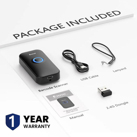 Go To Ultra Portable 1D Mini Bluetooth Barcode Scanner With 3 In 1 USB Wired Bluetooth And 2 4G Wireless Connectivity package