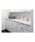 Kitchen with White Marble Vinyl Countertop Wrap Peel And Stick Waterproof Cover For Kitchen Counter And Backsplash 36 By 144 Heavy Duty Self Adhesive Laminate Replacement That Holds Up To Heat And High Traffic installed