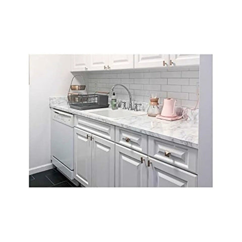Kitchen with White Marble Vinyl Countertop Wrap Peel And Stick Waterproof Cover For Kitchen Counter And Backsplash 36 By 144 Heavy Duty Self Adhesive Laminate Replacement That Holds Up To Heat And High Traffic installed