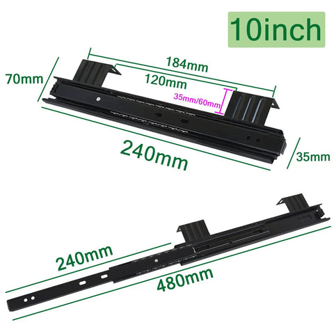 Bad Ass 3 Fold Telescopic Keyboard Drawer Glide Under Desk Sliding Tray With Smooth Quiet Operation Built From Cold Rolled Steel Is Rust Resistant And Holds Up Against Daily Grinds Perfect Setup For Gamers Who Want Solid Performance All Day. 10inch 240mm to 480mm slide rails