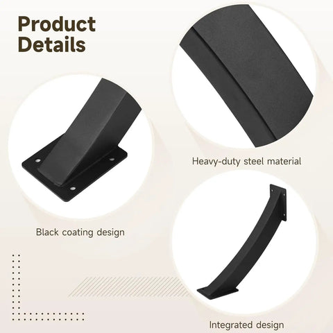 Heavy Duty 45 Degree Steel Angle Brackets For Wood Beams With Black Rustproof Finish Rock Solid Corner Supports Built Tight For Gazebos Pergolas Porches 12 Piece Pro Grade Builder Set, showcasing heavy-duty steel material and black coating.