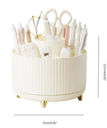 Rotating Desk Organizer With Six Compartments For Makeup Skincare Art Supplies And Office Gear Three Color Options Swivel Pen Holder And Multipurpose Storage For Markers Brushes Scraps And Essentials, 15x12.5 cm