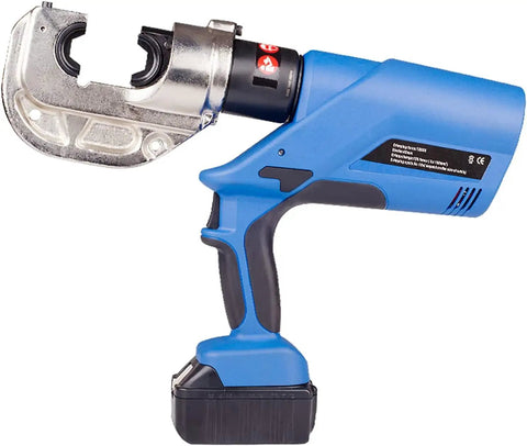 Uwytgf Rechargeable Electric Hydraulic Crimping Pliers With 360 Degree Rotating Head For Professional Pipe Press And Wire Jaw Tools, blue cordless design, ergonomic grip.