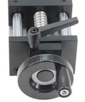 100mm Travel Length Double Optical Axis Guide Ballscrew SFU1605 with Hand Crank and spring, close-up view