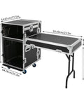 Heavy Duty 12U Server Rack Cabinet Built Tough For IT Network Rigs And Pro Audio Gear Featuring Hassle Free Adjustable Mounting Rails, side view with dimensions