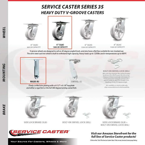 Image of Heavy Duty Swivel Caster With 5 Inch Semi Steel Wheels And 1100 Lb Capacity Smooth Free Bearings Wide Top Plate Mount V Groove Track Ready For Tough Hauler Rigs Today.