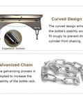 Wall Mount Steel Gas Cylinder Holder For Three Bottles Chain Supported Rack Heavy Duty Oxygen Tank Hanger with curved design and chain