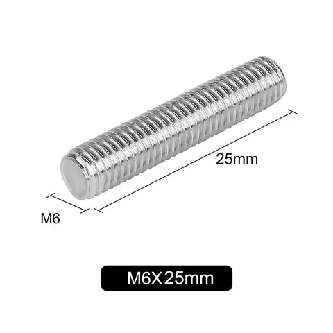 20 Pack M6 X 25mm Fully Threaded Stainless Steel Rods Studs 304 Grade Silver Tone for Fastening and Pro Grade Assembly, Drillable, Cuttable