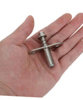 Heavy Duty Spring Loaded Pivot Shaft Set For Folding Screens Supports Wood Or Metal Door Hardware With Top Mounting Adjustments held in hand.