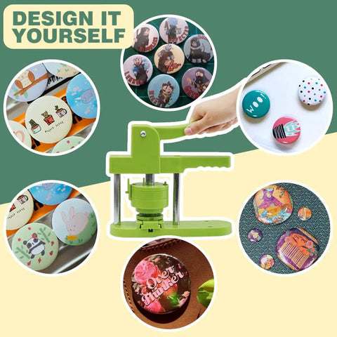 All In One Button Maker Kit With Interchangeable 32mm And 58mm Dies, Pin Badge Maker Machine, includes 200 button supplies